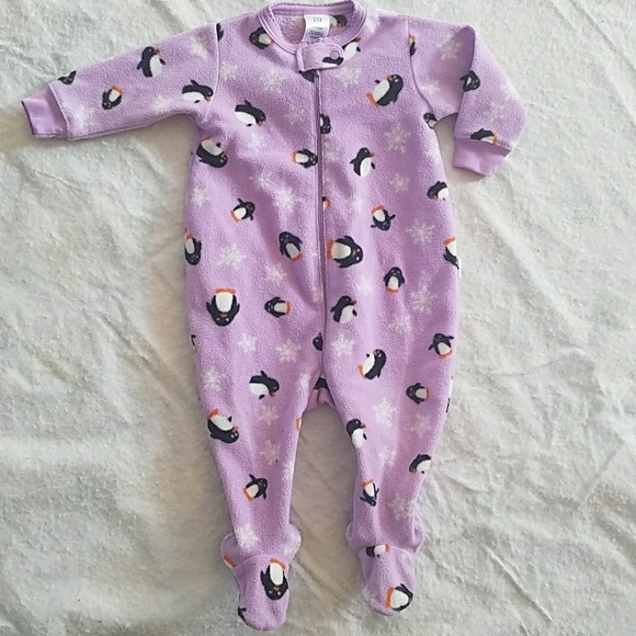 GAP Other - Baby Gap Penguin purple fleece onesie 3-6 months